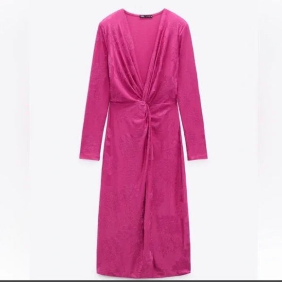 Zara brand new stretchy pink dress long sleeve size small - Picture 7 of 9